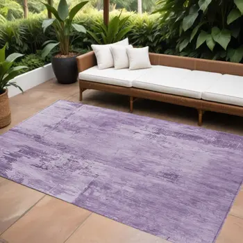 8' X 10' Lavender And Purple Abstract Washable Indoor Outdoor Area Rug
