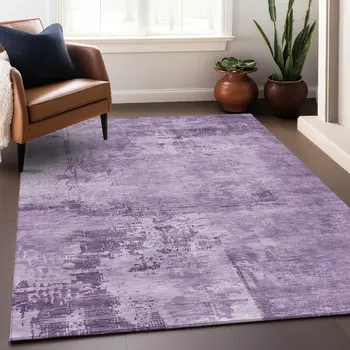 10' X 14' Lavender And Purple Abstract Washable Indoor Outdoor Area Rug