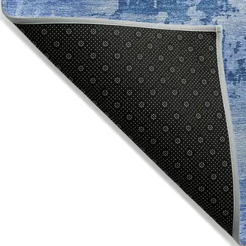 3' X 5' Navy Blue And Ivory Abstract Washable Indoor Outdoor Area Rug