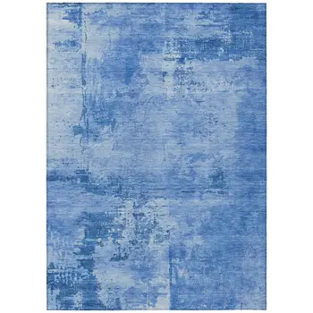 8' X 10' Navy Blue And Ivory Abstract Washable Indoor Outdoor Area Rug