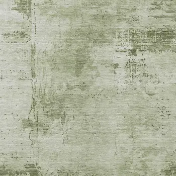 3' X 5' Olive Green And Ivory Abstract Washable Indoor Outdoor Area Rug