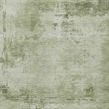 10' X 14' Olive Green And Ivory Abstract Washable Indoor Outdoor Area Rug