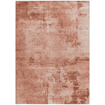 5' X 8' Crimson And Ivory Abstract Washable Indoor Outdoor Area Rug