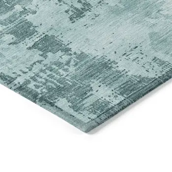 8' Blue And Ivory Round Abstract Washable Indoor Outdoor Area Rug