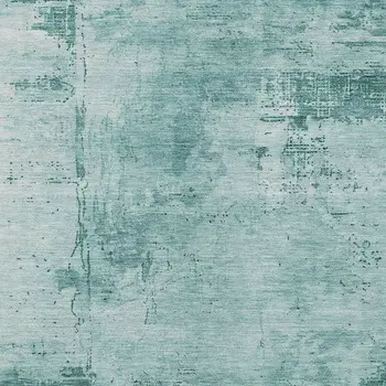 10' X 14' Teal Blue And Ivory Abstract Washable Indoor Outdoor Area Rug