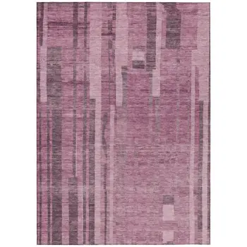 3' X 5' Blush And Brown Striped Washable Indoor Outdoor Area Rug