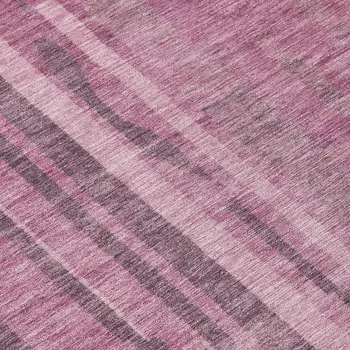 8' Blush And Brown Round Striped Washable Indoor Outdoor Area Rug