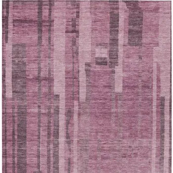 9' X 12' Blush And Brown Striped Washable Indoor Outdoor Area Rug
