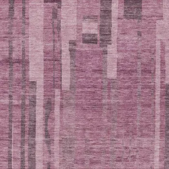 9' X 12' Blush And Brown Striped Washable Indoor Outdoor Area Rug