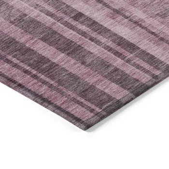 10' X 14' Blush And Brown Striped Washable Indoor Outdoor Area Rug