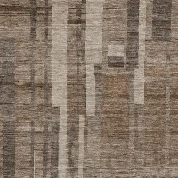 5' X 8' Brown And Beige Striped Washable Indoor Outdoor Area Rug