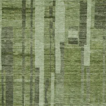 5' X 8' Green And Gray Striped Washable Indoor Outdoor Area Rug