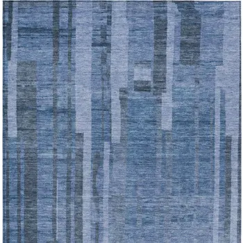 3' X 5' Navy Blue And Gray Striped Washable Indoor Outdoor Area Rug