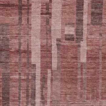 5' X 8' Brick Red And Brown Striped Washable Indoor Outdoor Area Rug