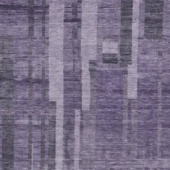 3' X 5' Purple And Black Striped Washable Indoor Outdoor Area Rug