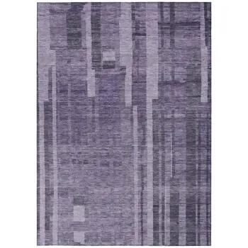 8' X 10' Purple And Black Striped Washable Indoor Outdoor Area Rug