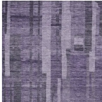 8' X 10' Purple And Black Striped Washable Indoor Outdoor Area Rug