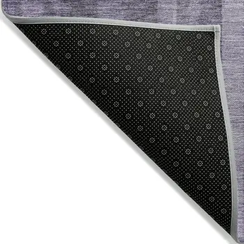 9' X 12' Purple And Black Striped Washable Indoor Outdoor Area Rug