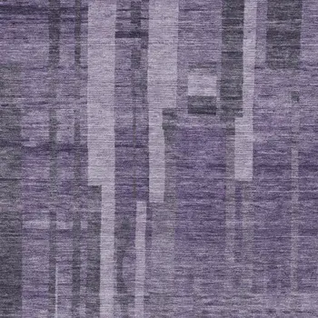 10' X 14' Purple And Black Striped Washable Indoor Outdoor Area Rug
