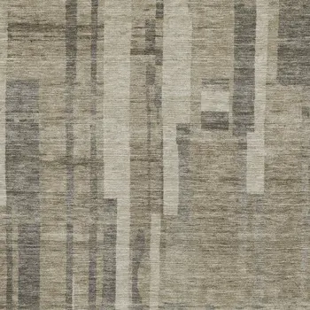 3' X 5' Taupe And Dark Gray Striped Washable Indoor Outdoor Area Rug