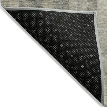 5' X 8' Taupe And Dark Gray Striped Washable Indoor Outdoor Area Rug