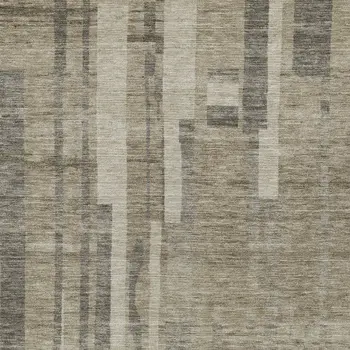 10' X 14' Taupe And Dark Gray Striped Washable Indoor Outdoor Area Rug