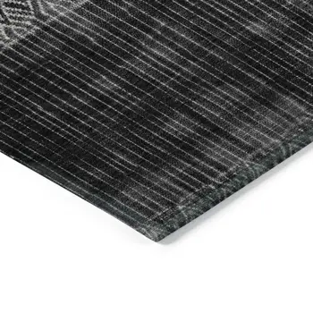 8' Black Ivory And Gray Round Ombre Washable Indoor Outdoor Area Rug