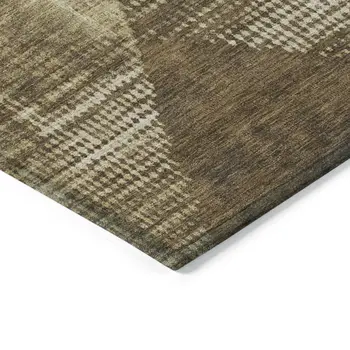 10' X 14' Brown And Beige Geometric Washable Indoor Outdoor Area Rug