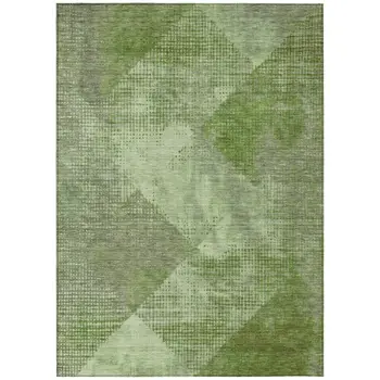 8' X 10' Green And Gray Geometric Washable Indoor Outdoor Area Rug