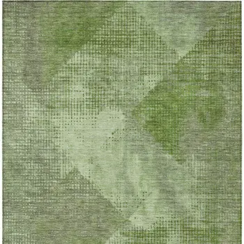 9' X 12' Green And Gray Geometric Washable Indoor Outdoor Area Rug