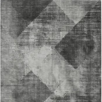 3' X 5' Gray And Black Geometric Washable Indoor Outdoor Area Rug
