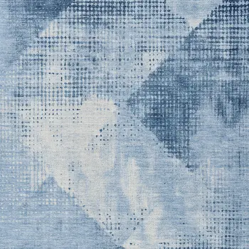5' X 8' Sky Blue And Ivory Geometric Washable Indoor Outdoor Area Rug