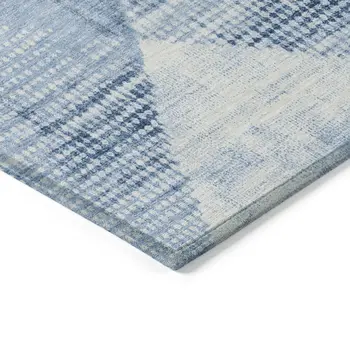 5' X 8' Sky Blue And Ivory Geometric Washable Indoor Outdoor Area Rug