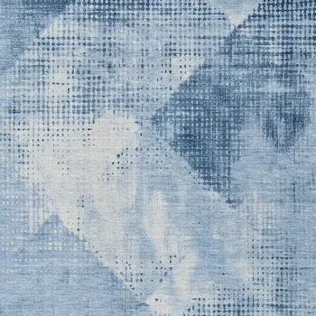 9' X 12' Sky Blue And Ivory Geometric Washable Indoor Outdoor Area Rug