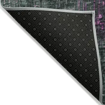 8' X 10' Blush And Dark Gray Ombre Washable Indoor Outdoor Area Rug