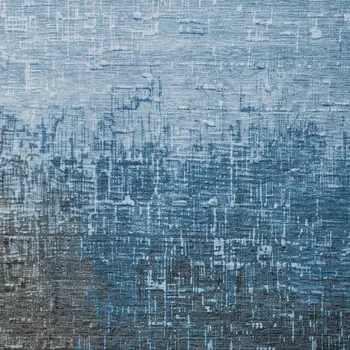 8' X 10' Blue And Dark Gray Ombre Washable Indoor Outdoor Area Rug