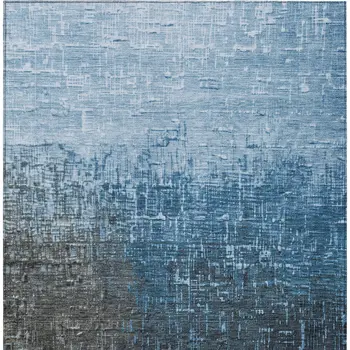 9' X 12' Blue And Dark Gray Ombre Washable Indoor Outdoor Area Rug