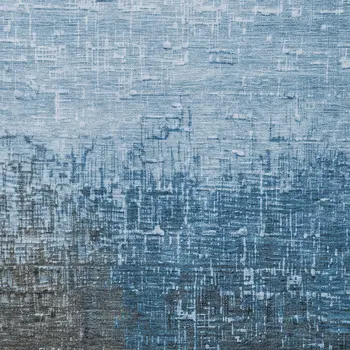 9' X 12' Blue And Dark Gray Ombre Washable Indoor Outdoor Area Rug