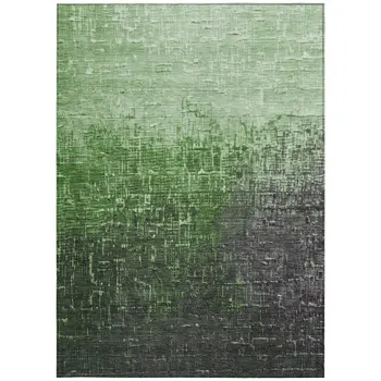 5' X 8' Green And Dark Gray Ombre Washable Indoor Outdoor Area Rug