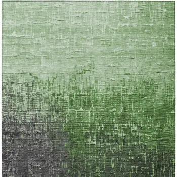 9' X 12' Green And Dark Gray Ombre Washable Indoor Outdoor Area Rug
