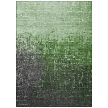9' X 12' Green And Dark Gray Ombre Washable Indoor Outdoor Area Rug