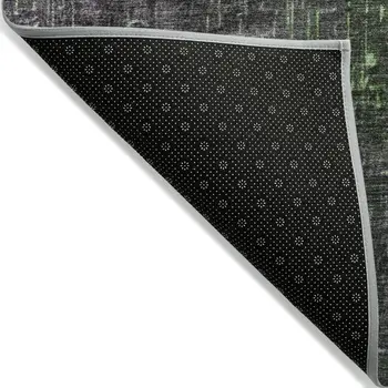 9' X 12' Green And Dark Gray Ombre Washable Indoor Outdoor Area Rug
