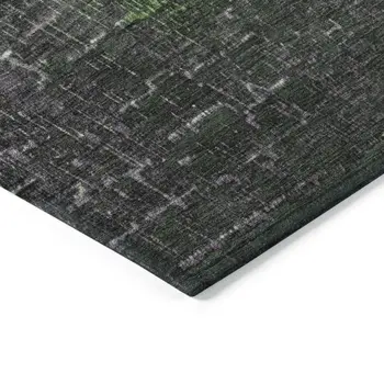 9' X 12' Green And Dark Gray Ombre Washable Indoor Outdoor Area Rug
