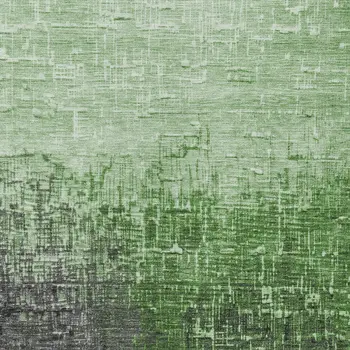 9' X 12' Green And Dark Gray Ombre Washable Indoor Outdoor Area Rug