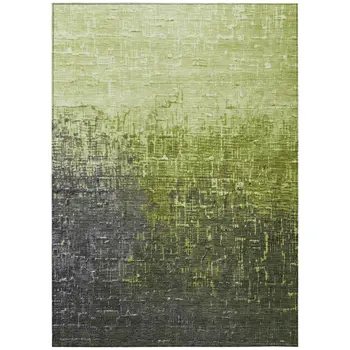 5' X 8' Lime Green And Dark Gray Ombre Washable Indoor Outdoor Area Rug