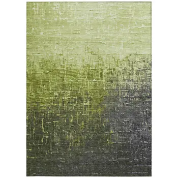 8' X 10' Lime Green And Dark Gray Ombre Washable Indoor Outdoor Area Rug