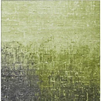 9' X 12' Lime Green And Dark Gray Ombre Washable Indoor Outdoor Area Rug