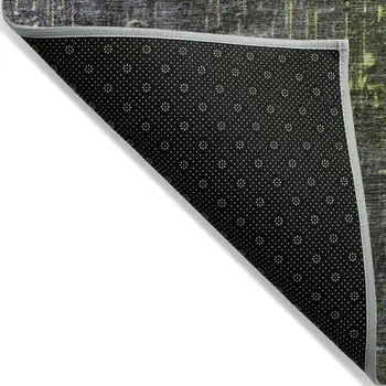 9' X 12' Lime Green And Dark Gray Ombre Washable Indoor Outdoor Area Rug