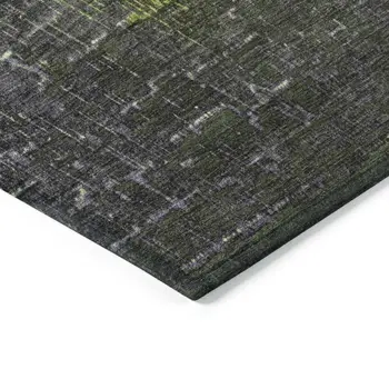 9' X 12' Lime Green And Dark Gray Ombre Washable Indoor Outdoor Area Rug