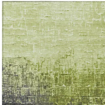 10' X 14' Lime Green And Dark Gray Ombre Washable Indoor Outdoor Area Rug